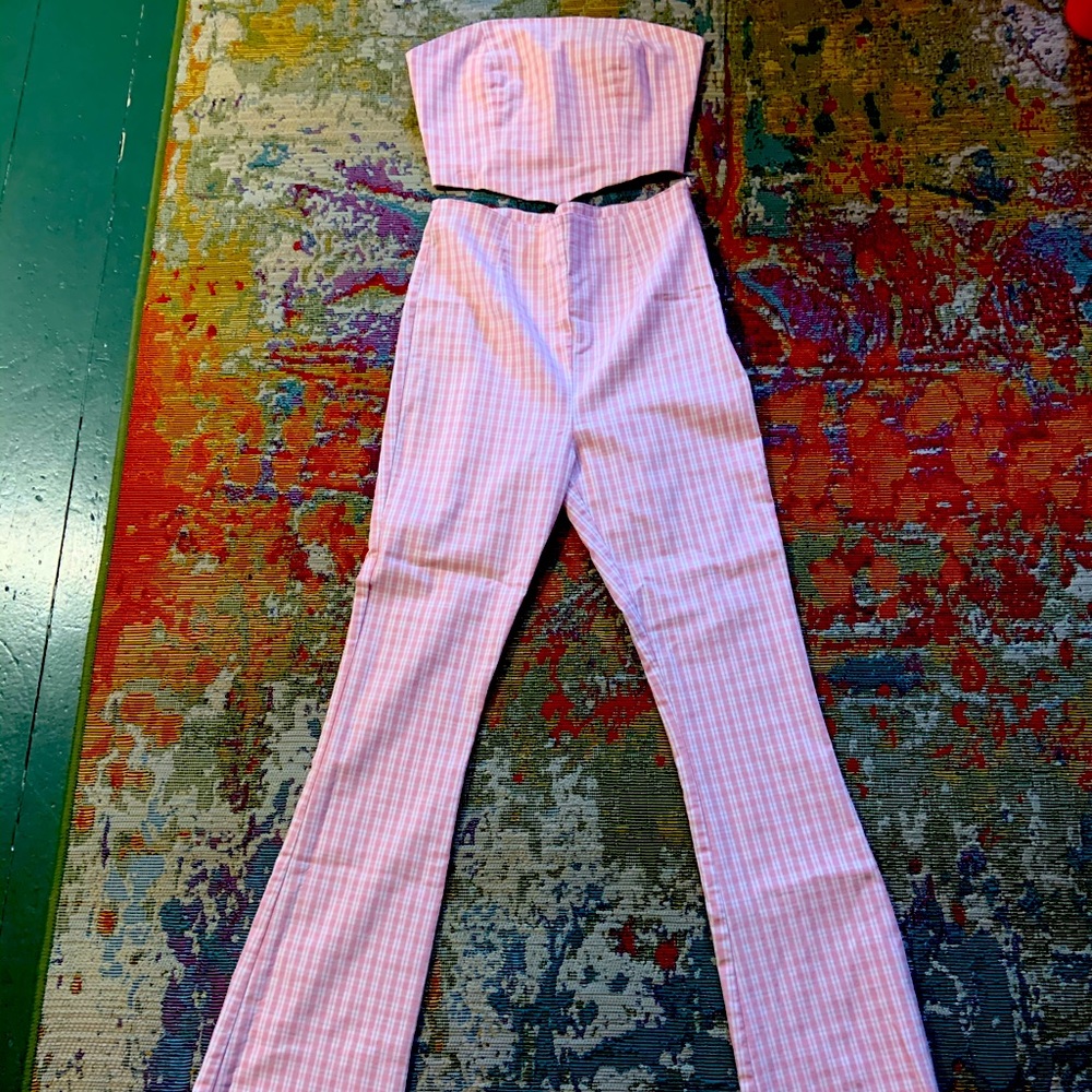 Pink and white gingham set